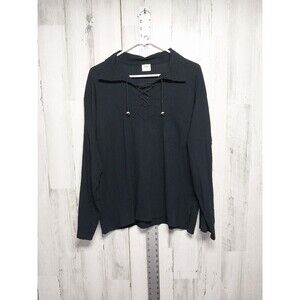Signature Imports Women's Large Black 100% Cotton Blouse